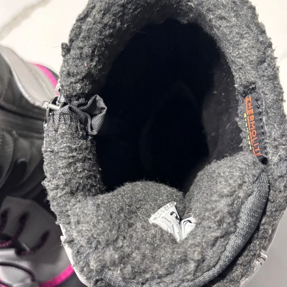 All in Motion | Girls Black Grey Thermolite Ecomade Winter Snow Boots Size 4